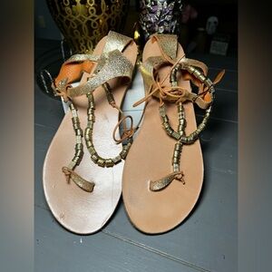 Ancient Greek Sandals Gold Size 40